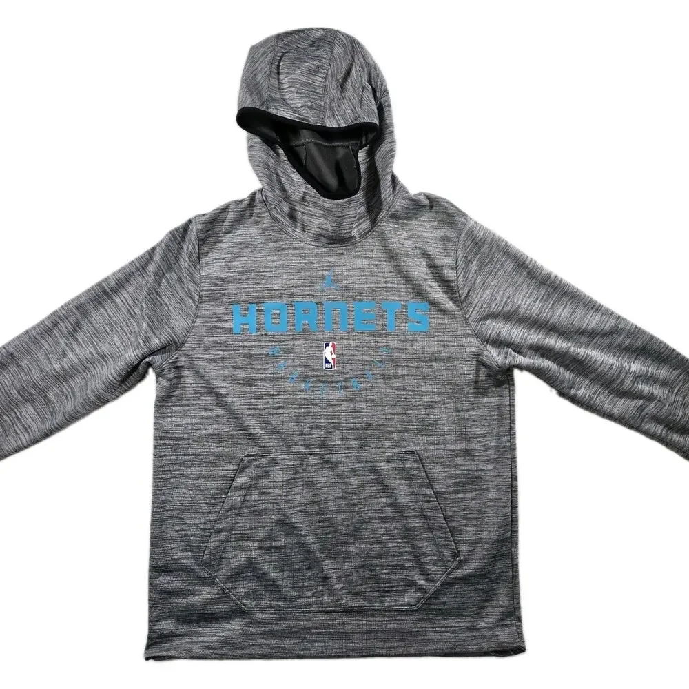 Mens Air Jordan NBA Charlotte Hornets Pullover Hoodie Large Gray
